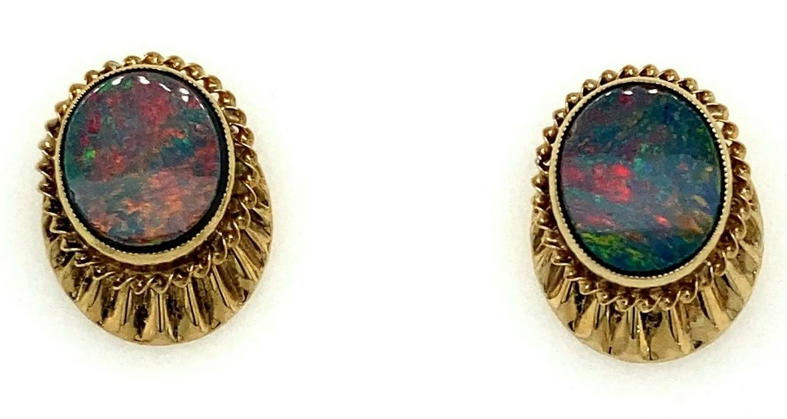 9ct Yellow Gold Opal Stud Earrings