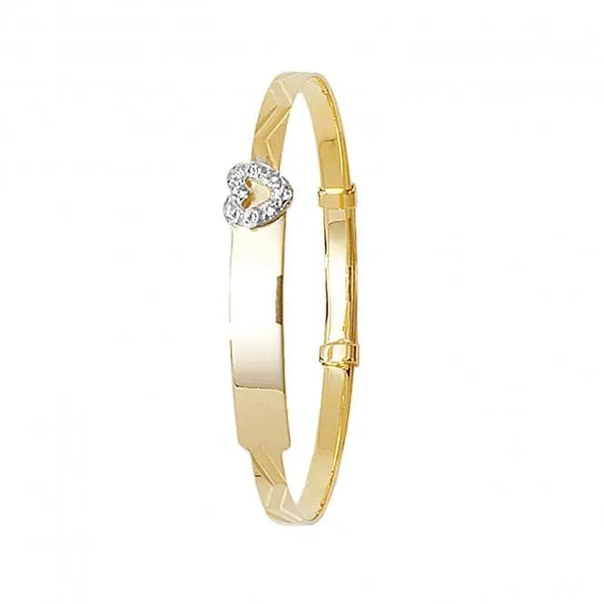 9ct Yellow Gold Zirconia Baby ID Bangle BN352