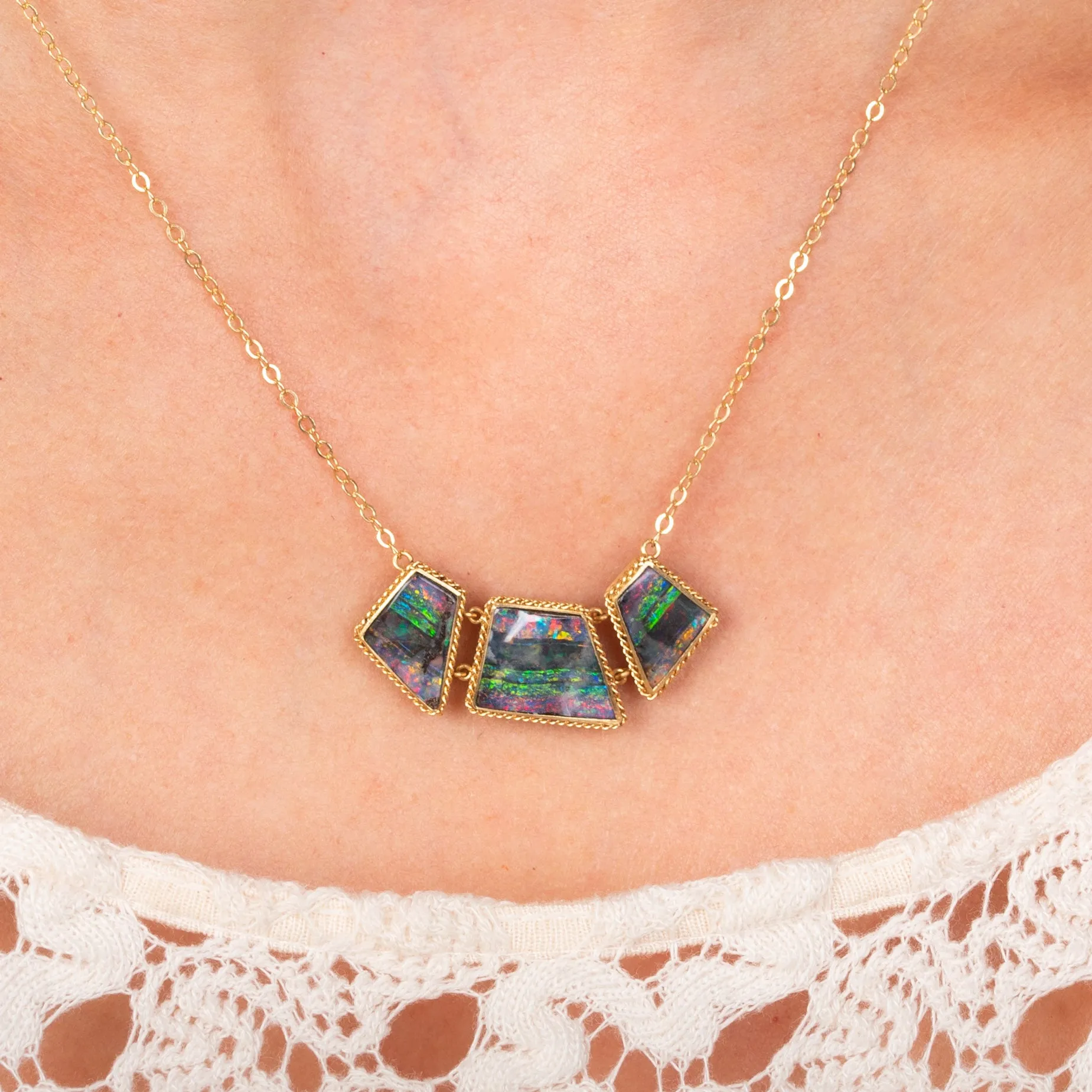 Abstract Boulder Opal Necklace