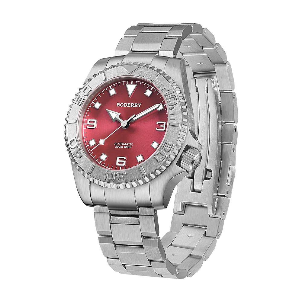 ADMIRAL 3-Hand No-Date - 200M Waterproof Titanium Automatic Diver Watch | Coral Red