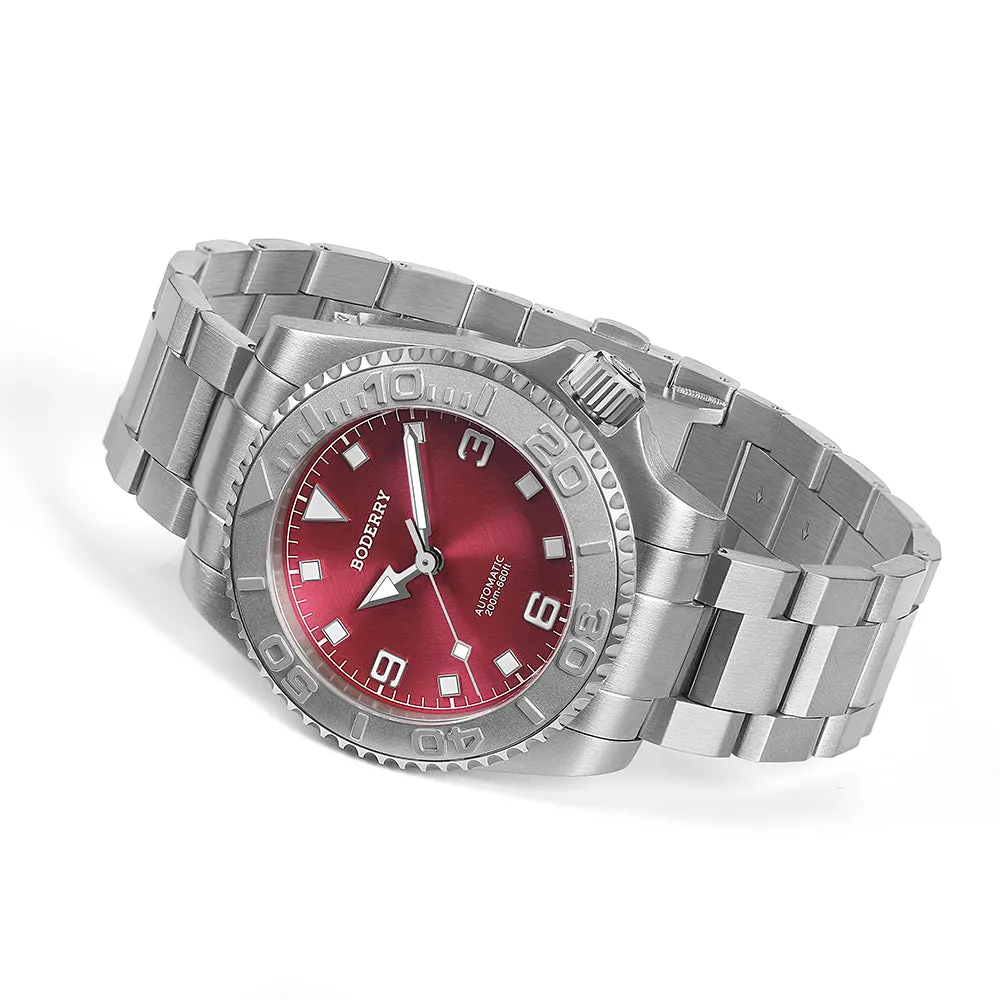 ADMIRAL 3-Hand No-Date - 200M Waterproof Titanium Automatic Diver Watch | Coral Red