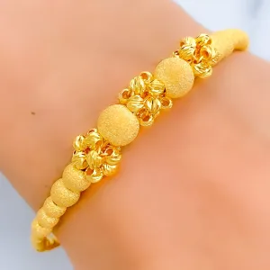 Alternating Popcorn Orb 21K Gold Bangle Bracelet