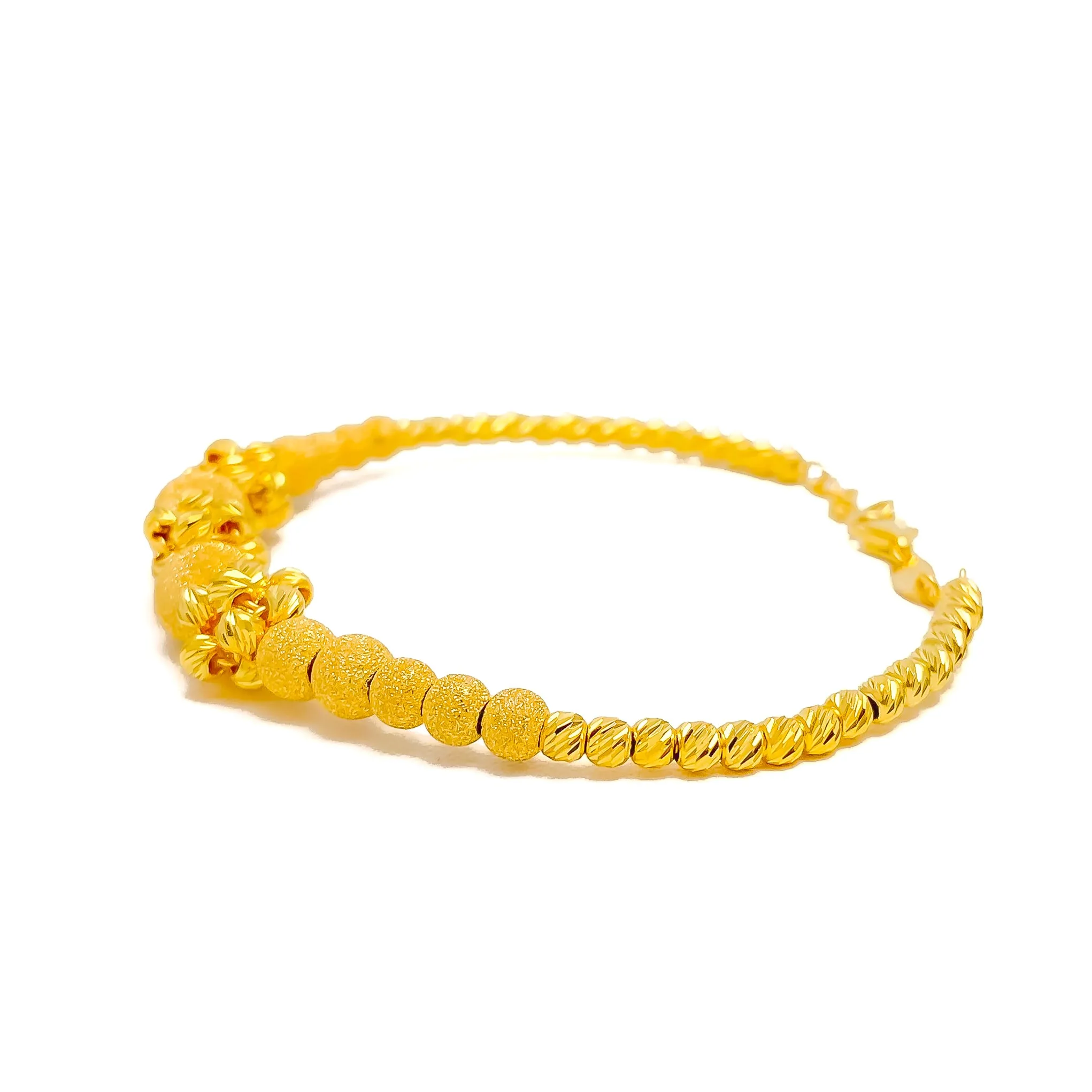 Alternating Popcorn Orb 21K Gold Bangle Bracelet