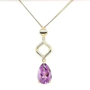 Amethyst 9ct Drop Pendant