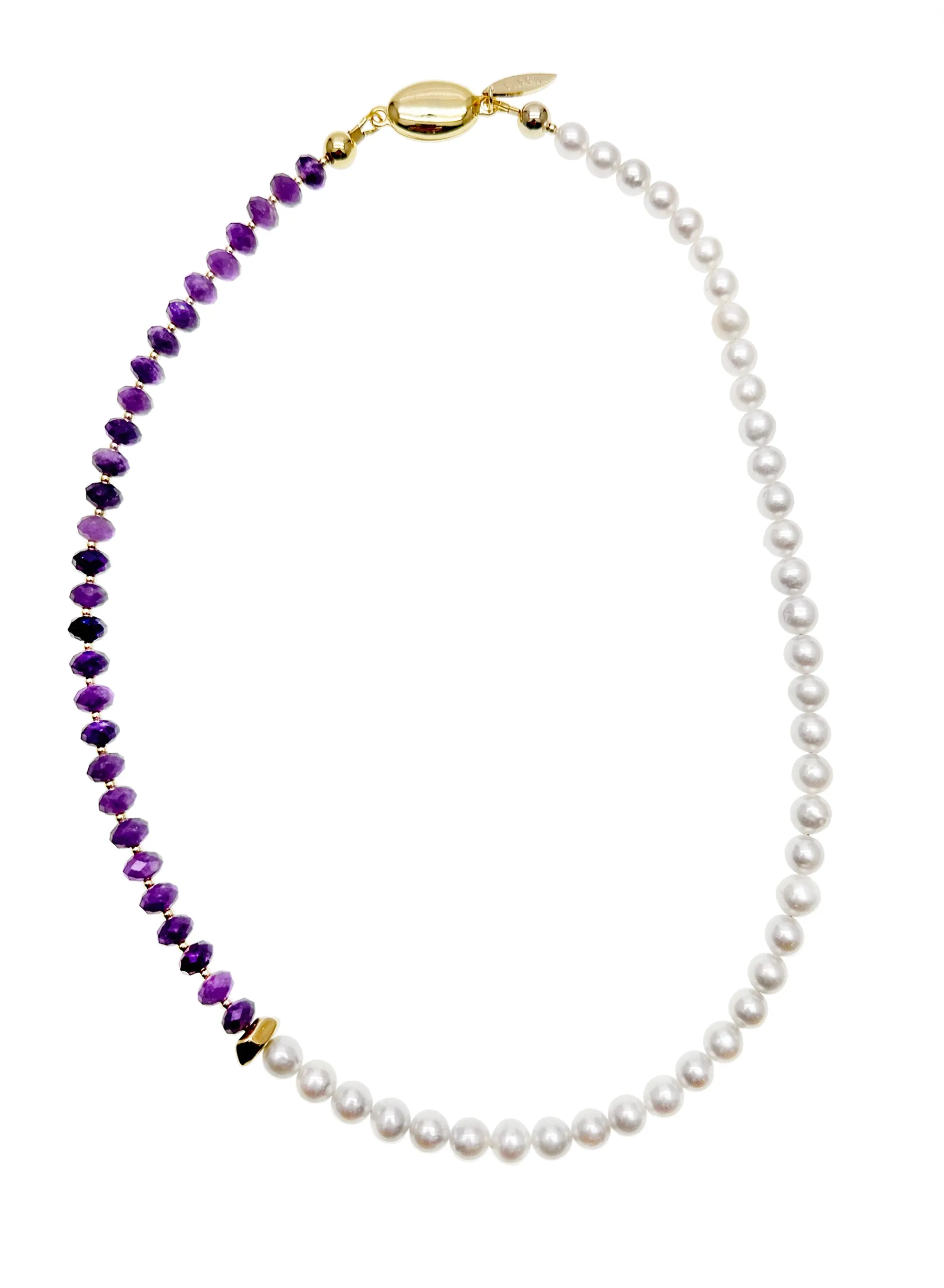 Amethyst & Freshwater Pearls Short Necklace KN043