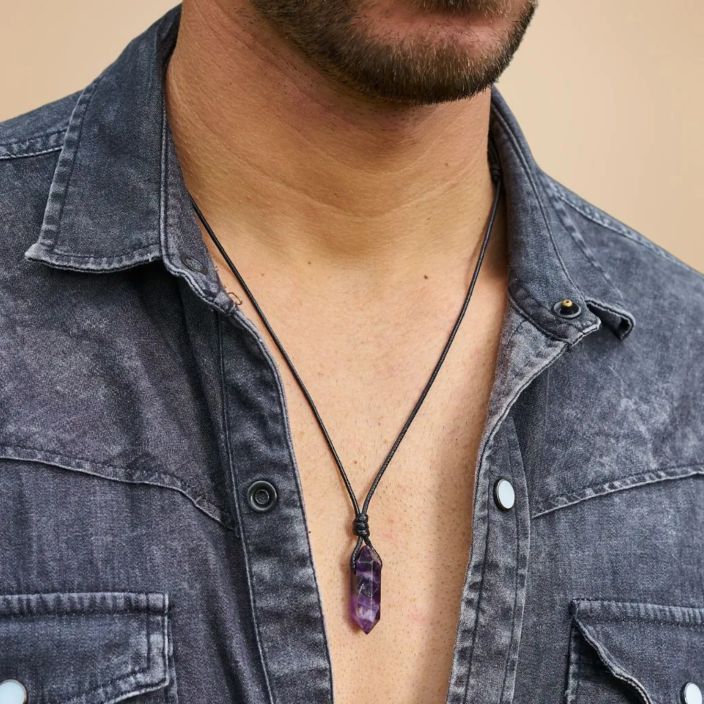 Amethyst Crystal Necklace - Elegant & Adjustable