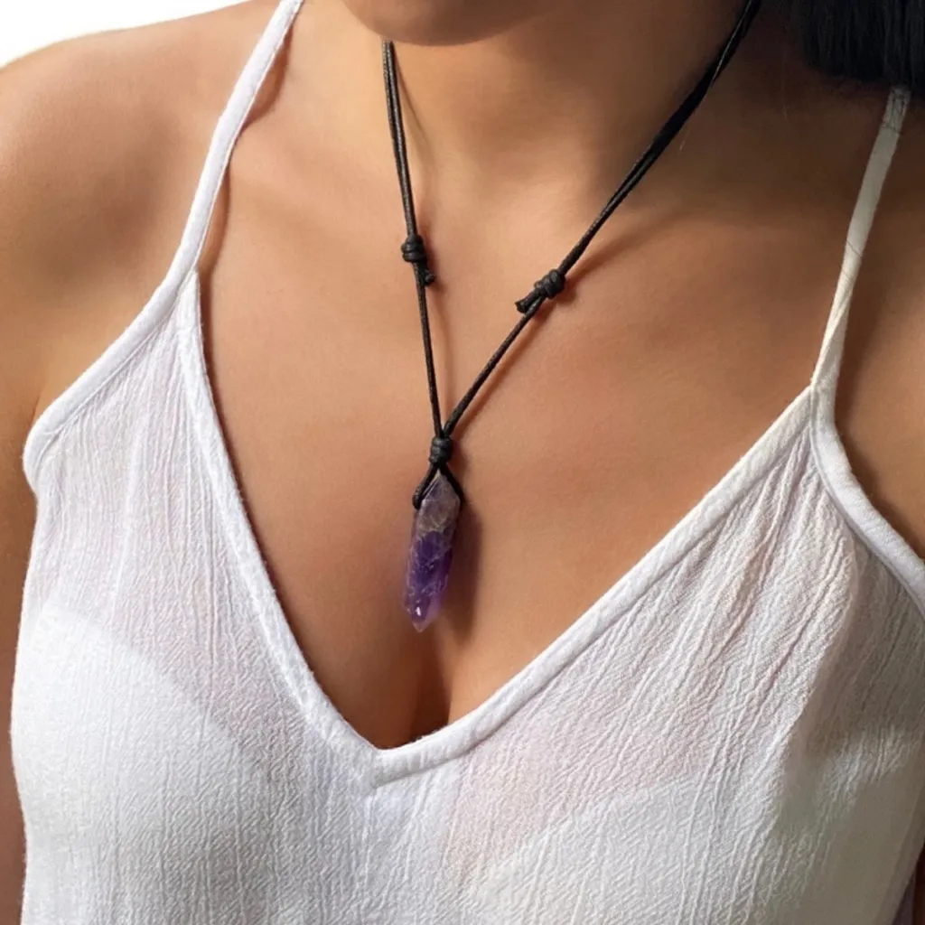 Amethyst Crystal Necklace - Elegant & Adjustable