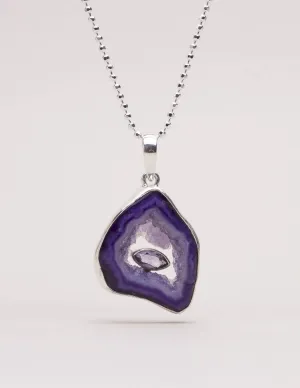 Amethyst Geode Silver Necklace - One of a KInd