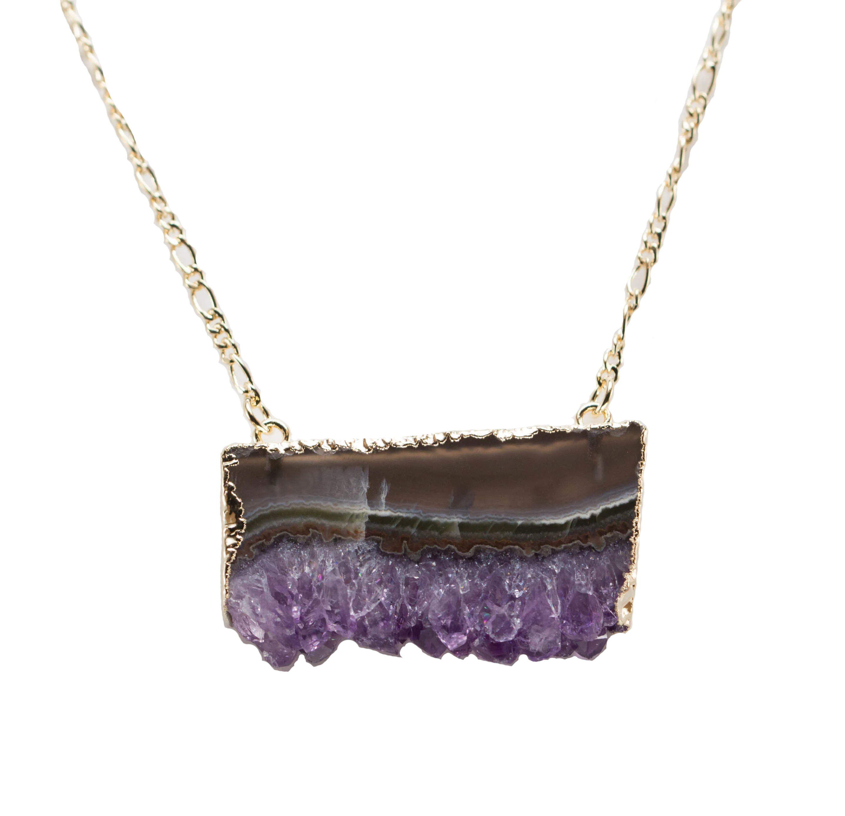 Amethyst Horizontal Slice Necklace