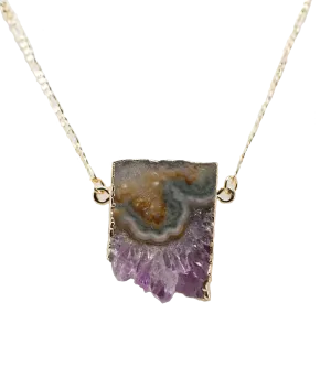 Amethyst Horizontal Slice Necklace