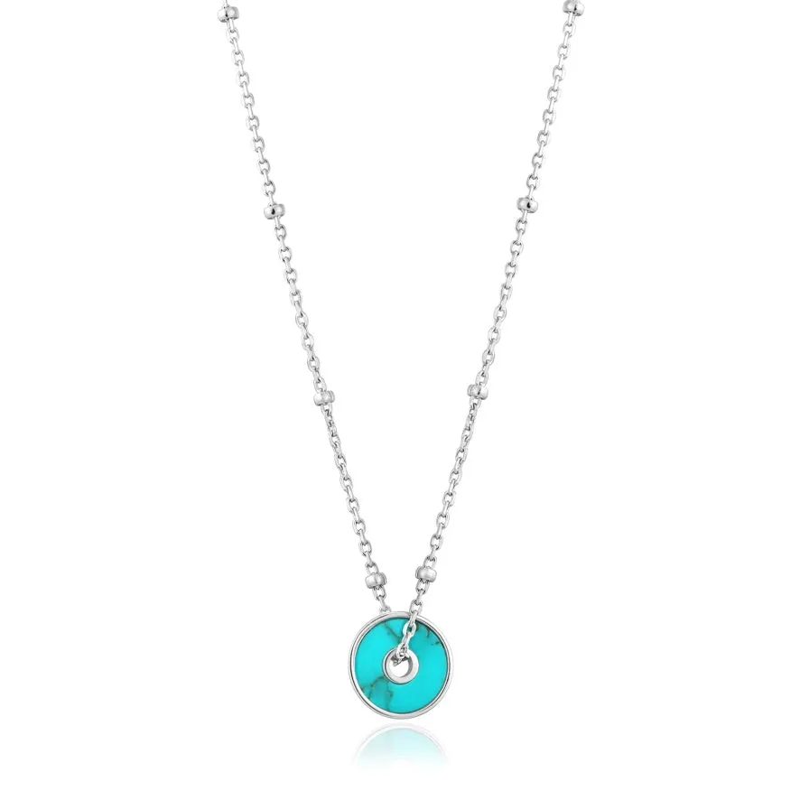 ANIA HAIE - Silver Turquoise Disc Necklace