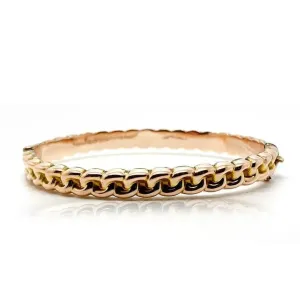 Antique Edwardian 1904 9ct Rose Gold Woven Chain Bangle Bracelet