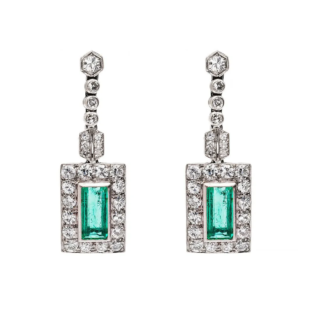 Art Deco Emerald Earrings