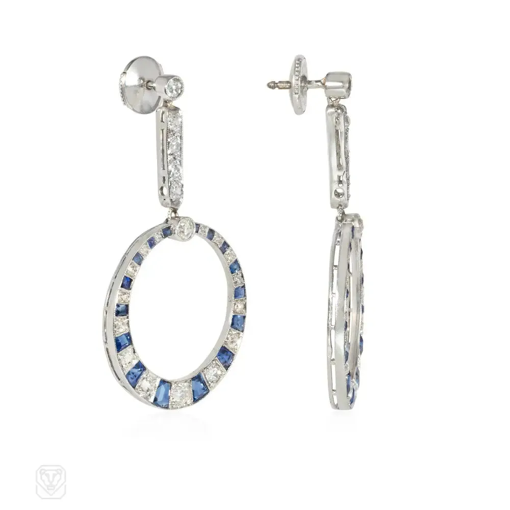 Art Deco French sapphire and diamond earrings