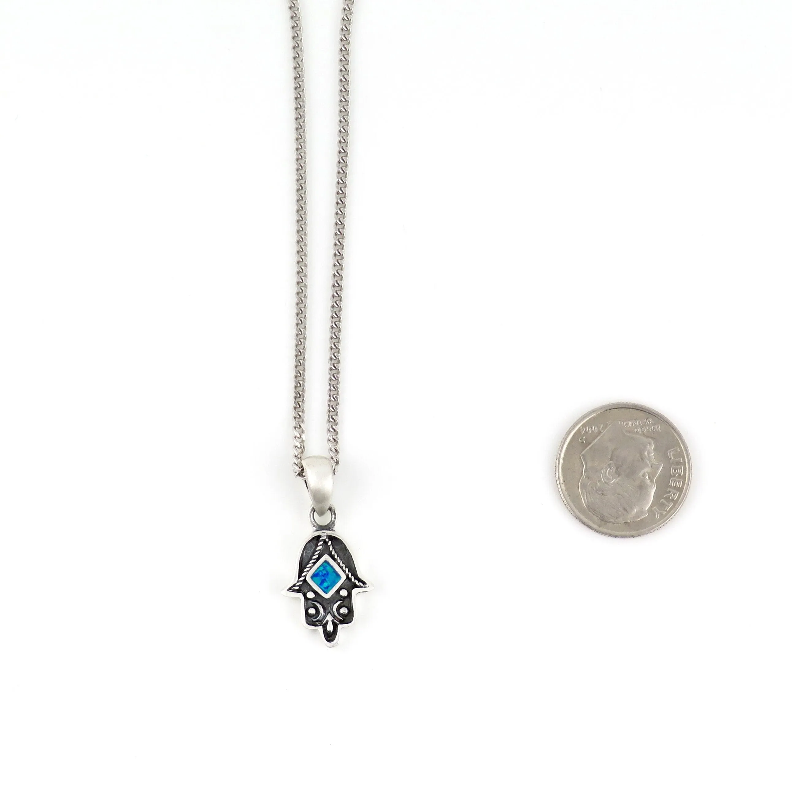 Artful Blue Opal Hamsa Necklace