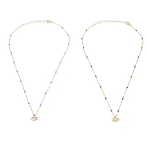 Ashley Gold Sterling Silver Gold Plated Lapis And Turquoise Evil Eye Necklace