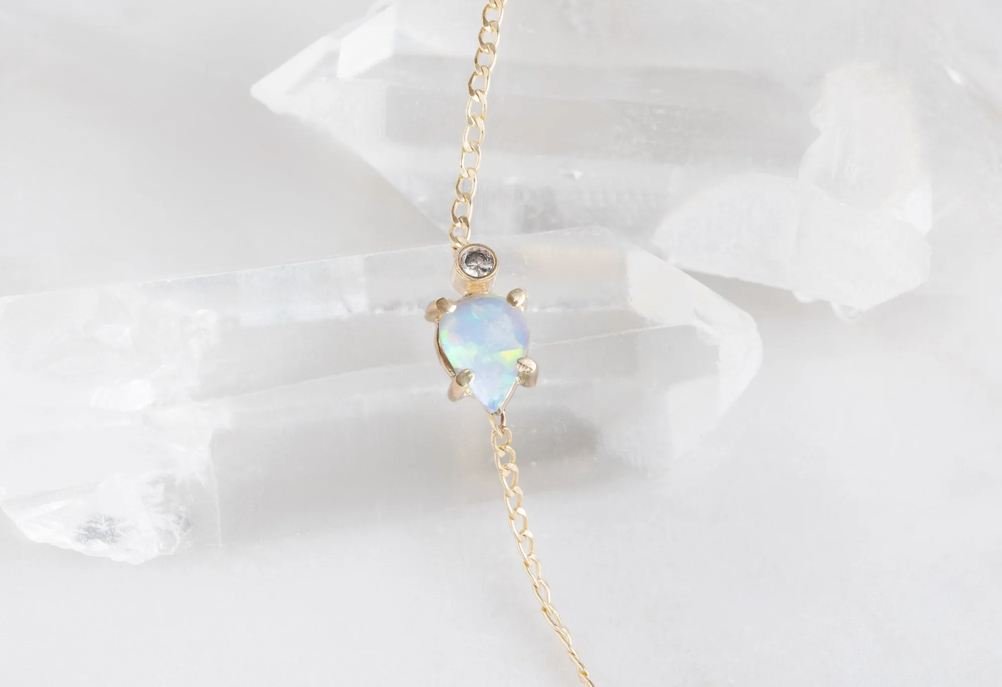 Asymmetrical Opal   Diamond Necklace