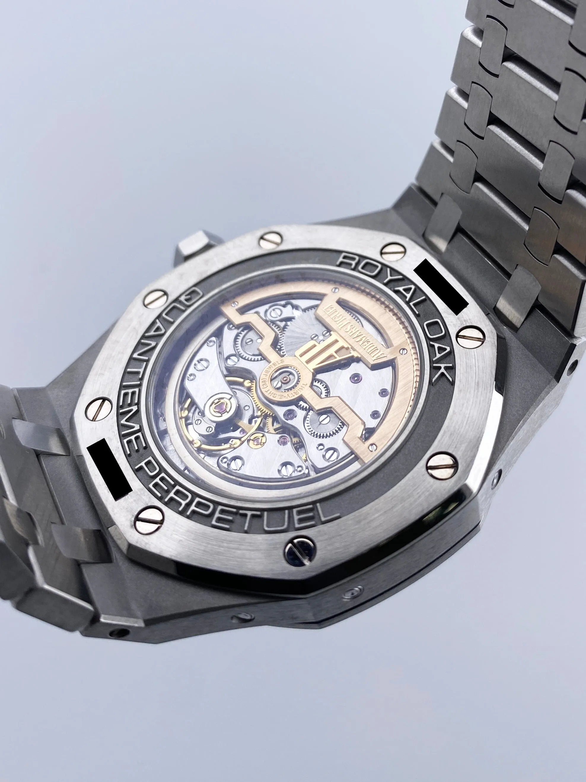 Audemars Piguet Royal Oak 26574ST White Dial Perpetual Calendar Mens Watch Box Papers