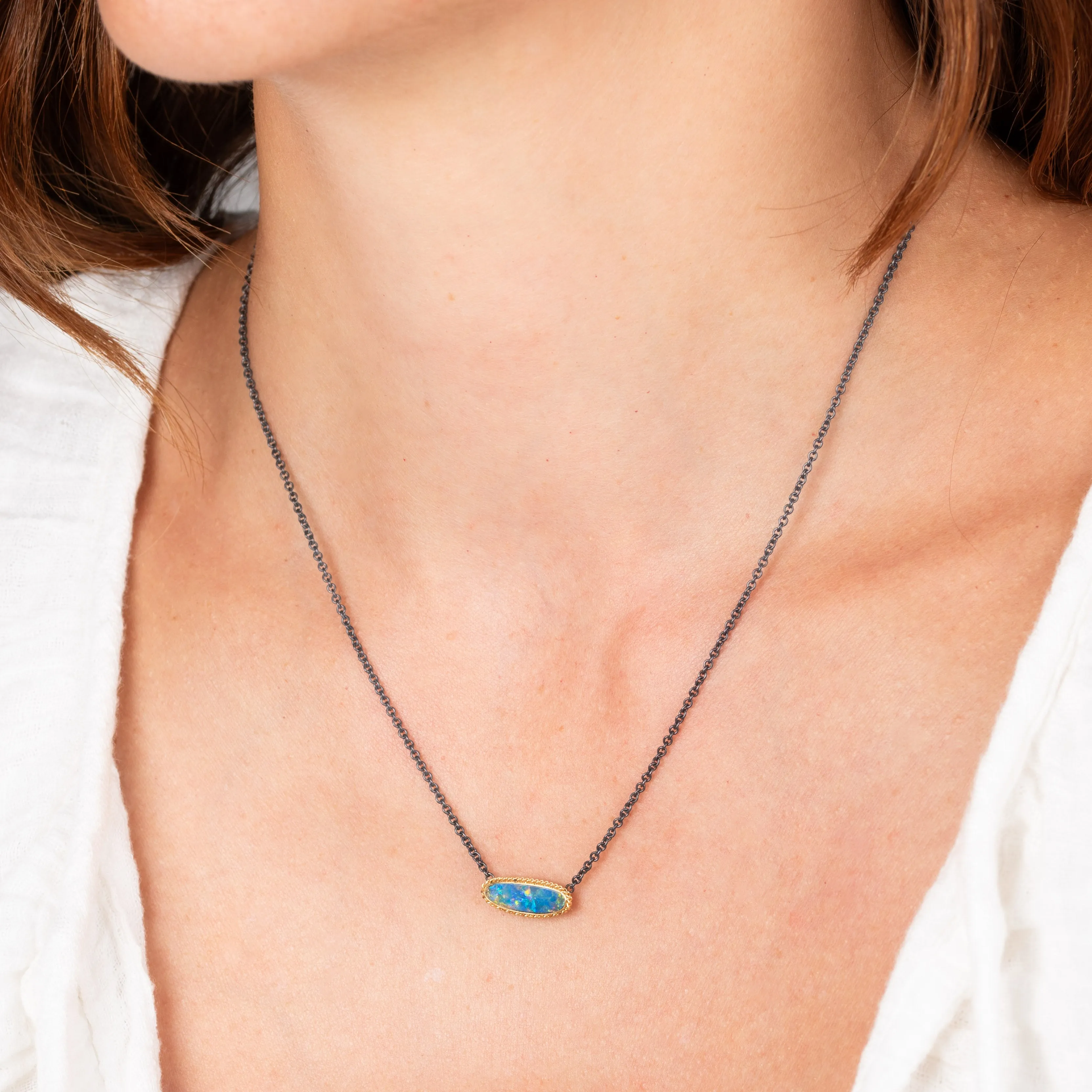 Australian Opal Oblong Contrast Necklace