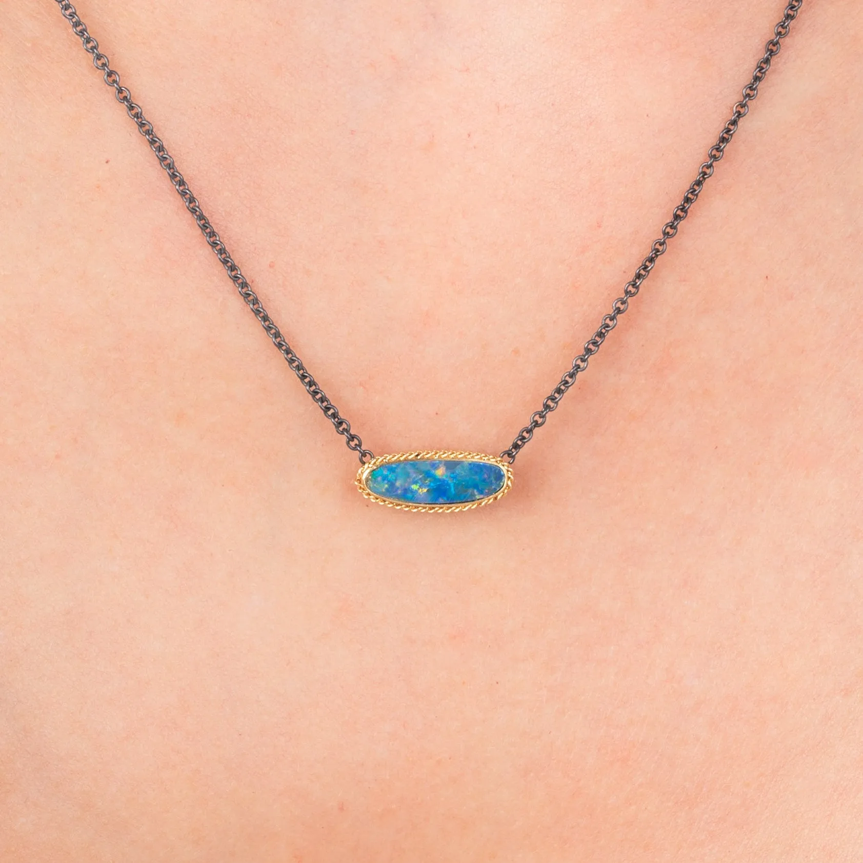 Australian Opal Oblong Contrast Necklace