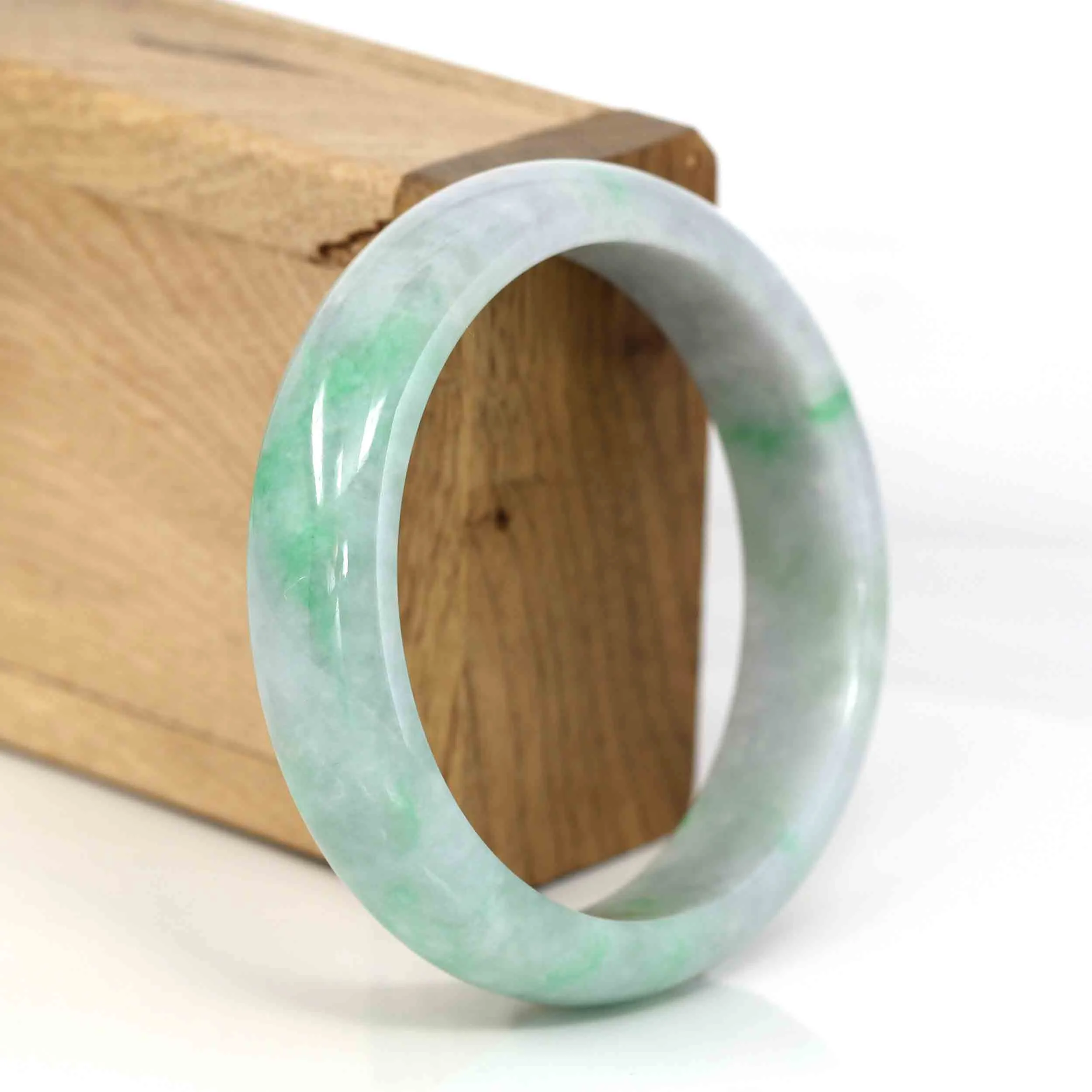 Baikalla Classic Lavender-Green Natural Burmese Jadeite Jade Bangle (58.73 mm )#328