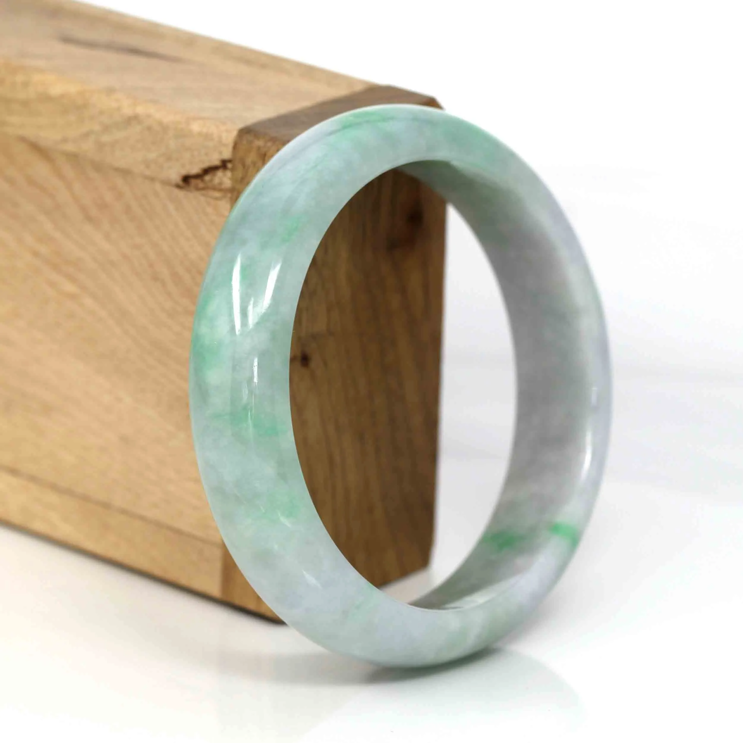 Baikalla Classic Lavender-Green Natural Burmese Jadeite Jade Bangle (58.73 mm )#328