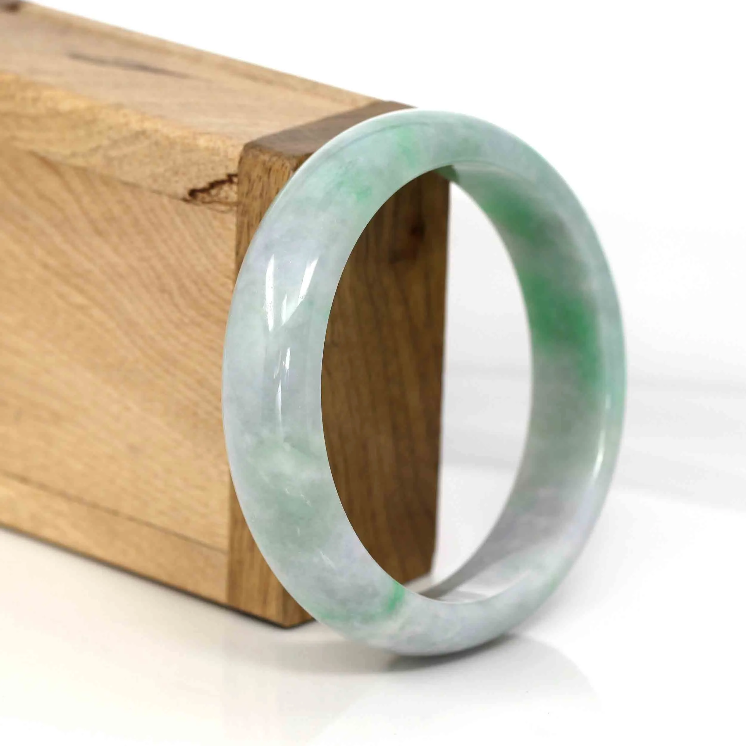 Baikalla Classic Lavender-Green Natural Burmese Jadeite Jade Bangle (58.73 mm )#328