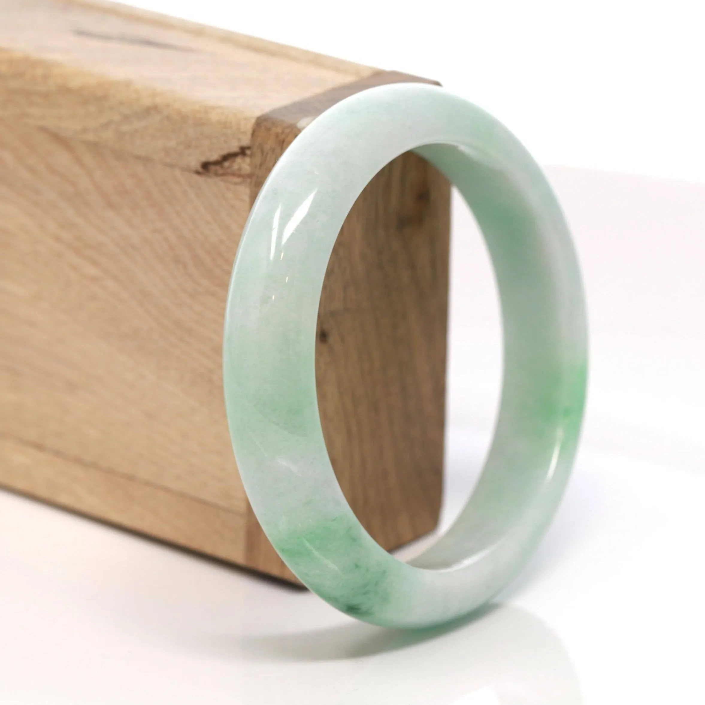 Baikalla™ "Classic Bangle" Genuine Burmese Green Jadeite Jade Bangle Bracelet (58.15 mm) #132