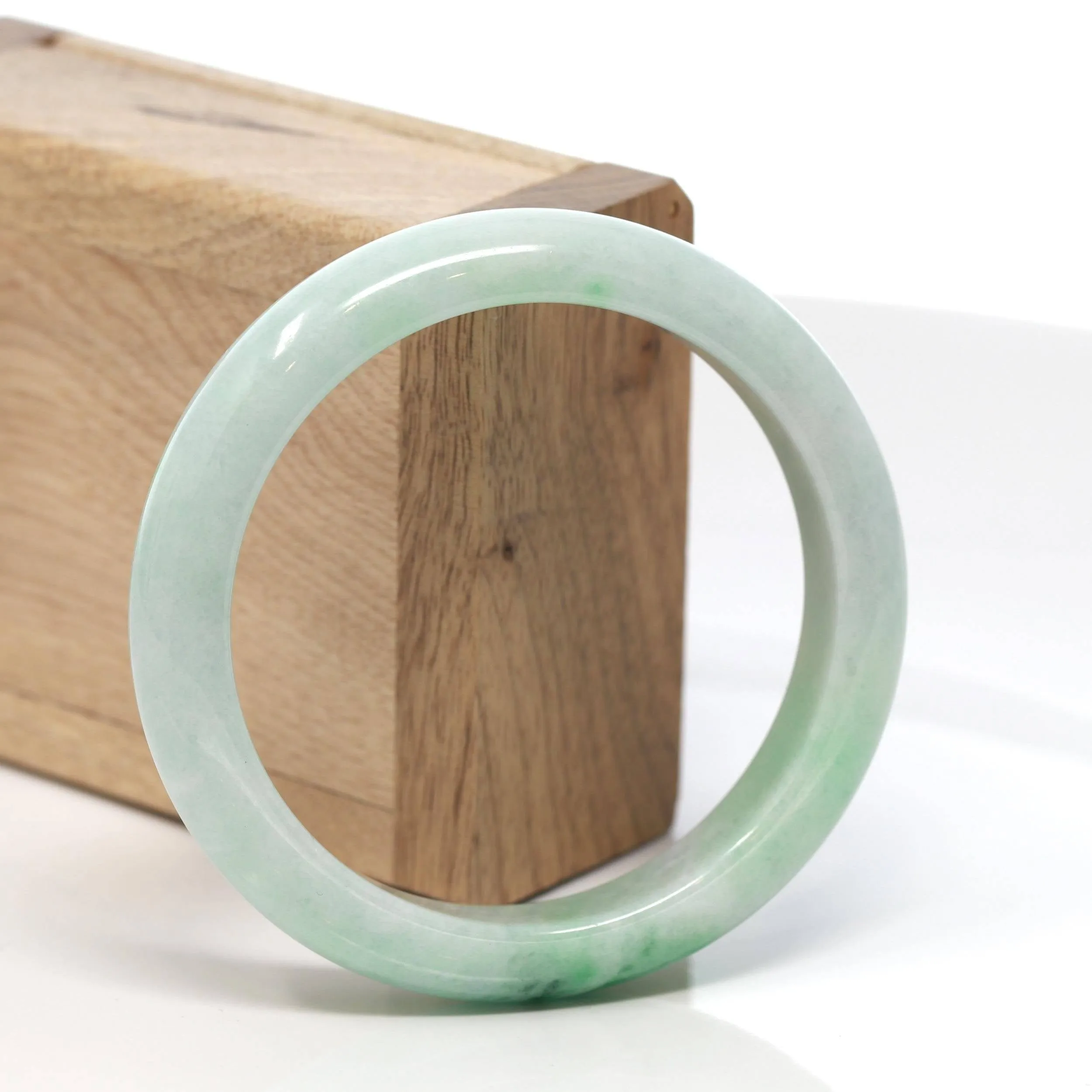 Baikalla™ "Classic Bangle" Genuine Burmese Green Jadeite Jade Bangle Bracelet (58.15 mm) #132