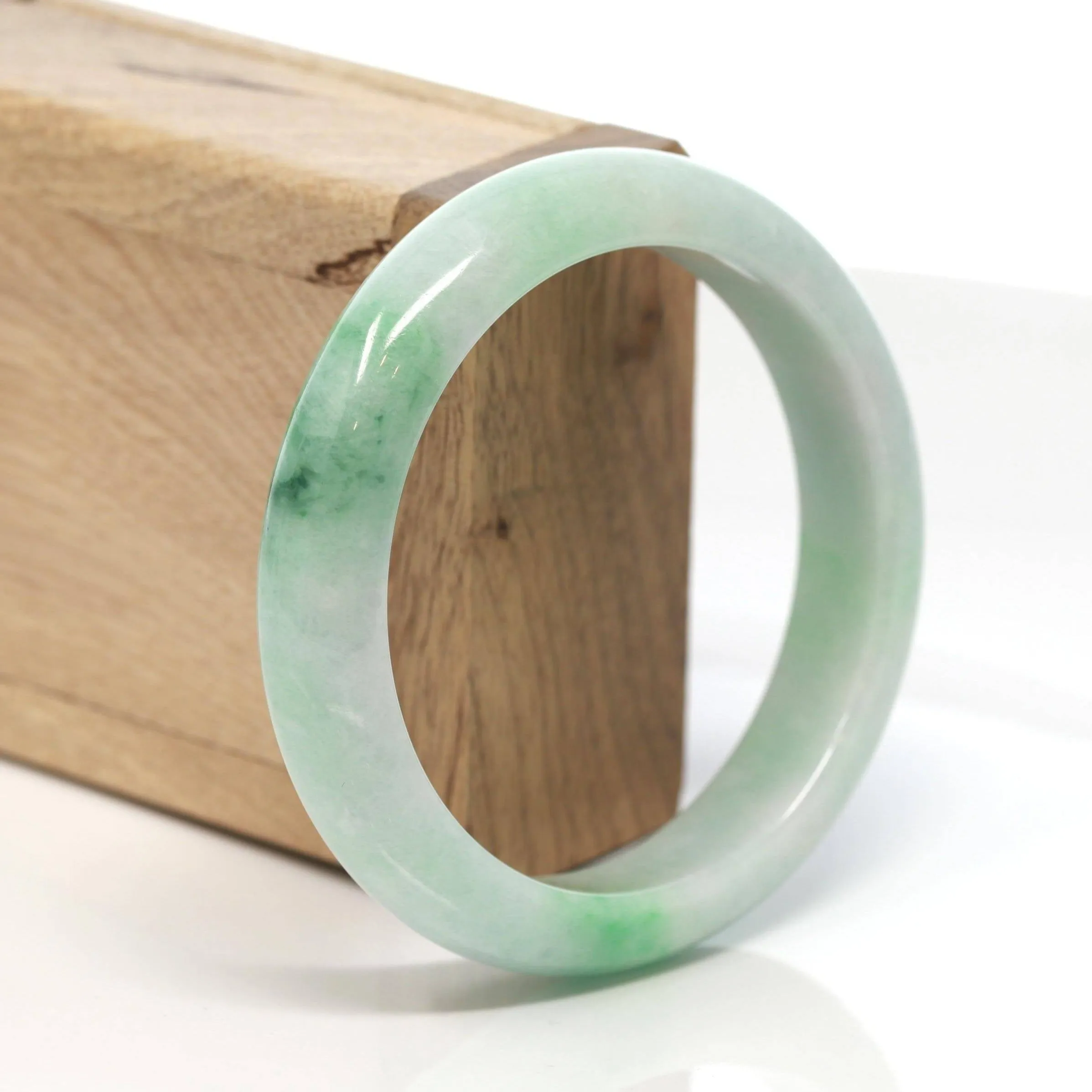 Baikalla™ "Classic Bangle" Genuine Burmese Green Jadeite Jade Bangle Bracelet (58.15 mm) #132