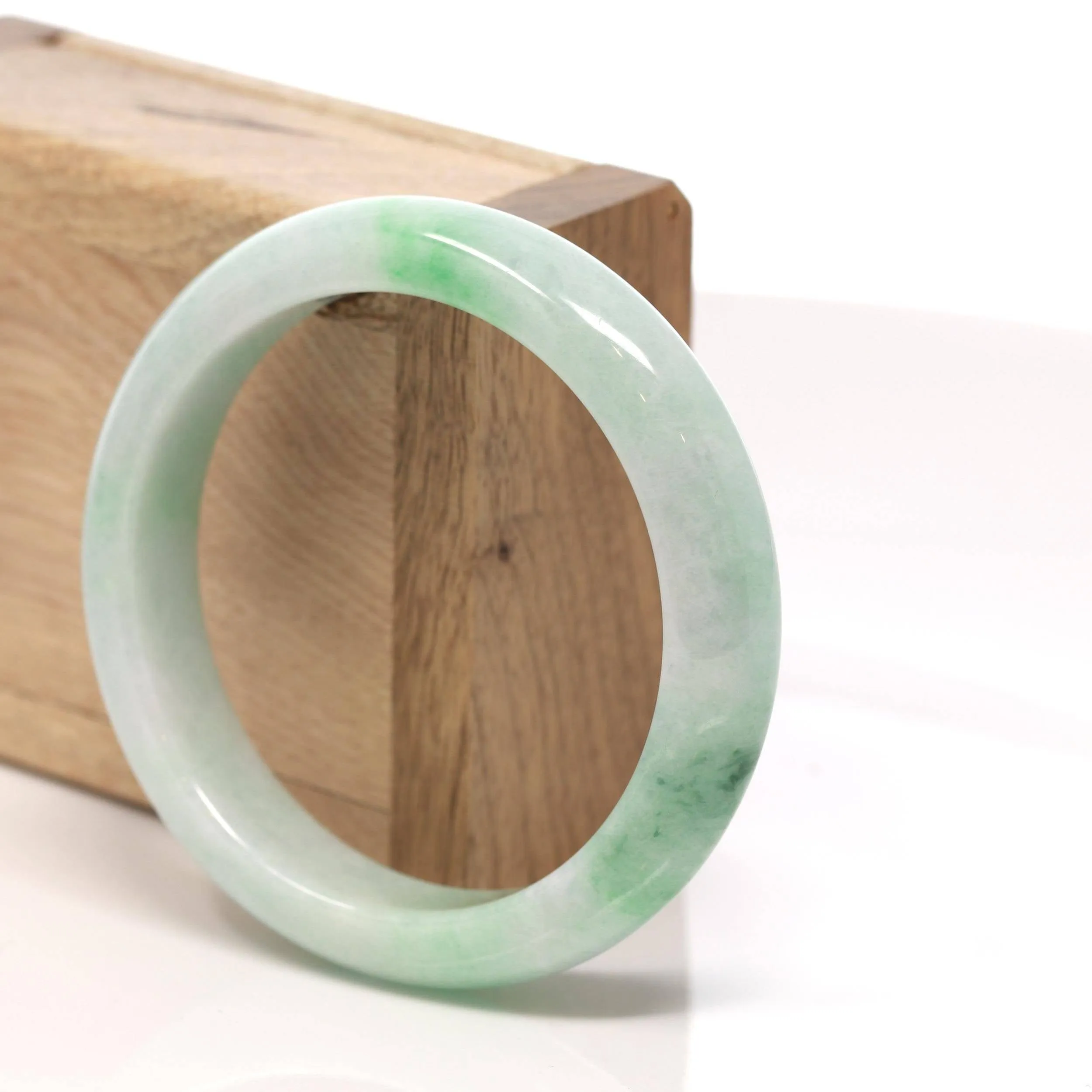 Baikalla™ "Classic Bangle" Genuine Burmese Green Jadeite Jade Bangle Bracelet (58.15 mm) #132