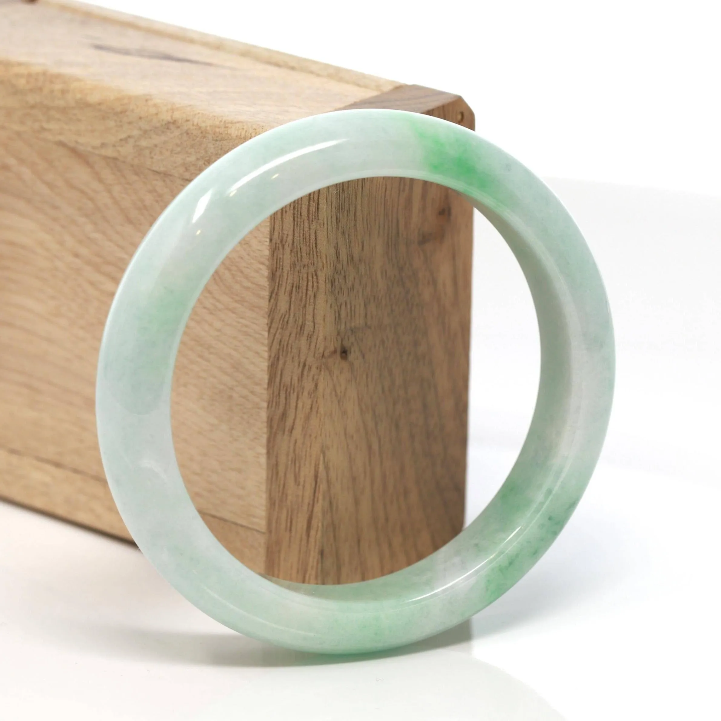 Baikalla™ "Classic Bangle" Genuine Burmese Green Jadeite Jade Bangle Bracelet (58.15 mm) #132