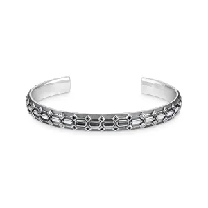 Bangle Crocodile shell with stones silver blackened