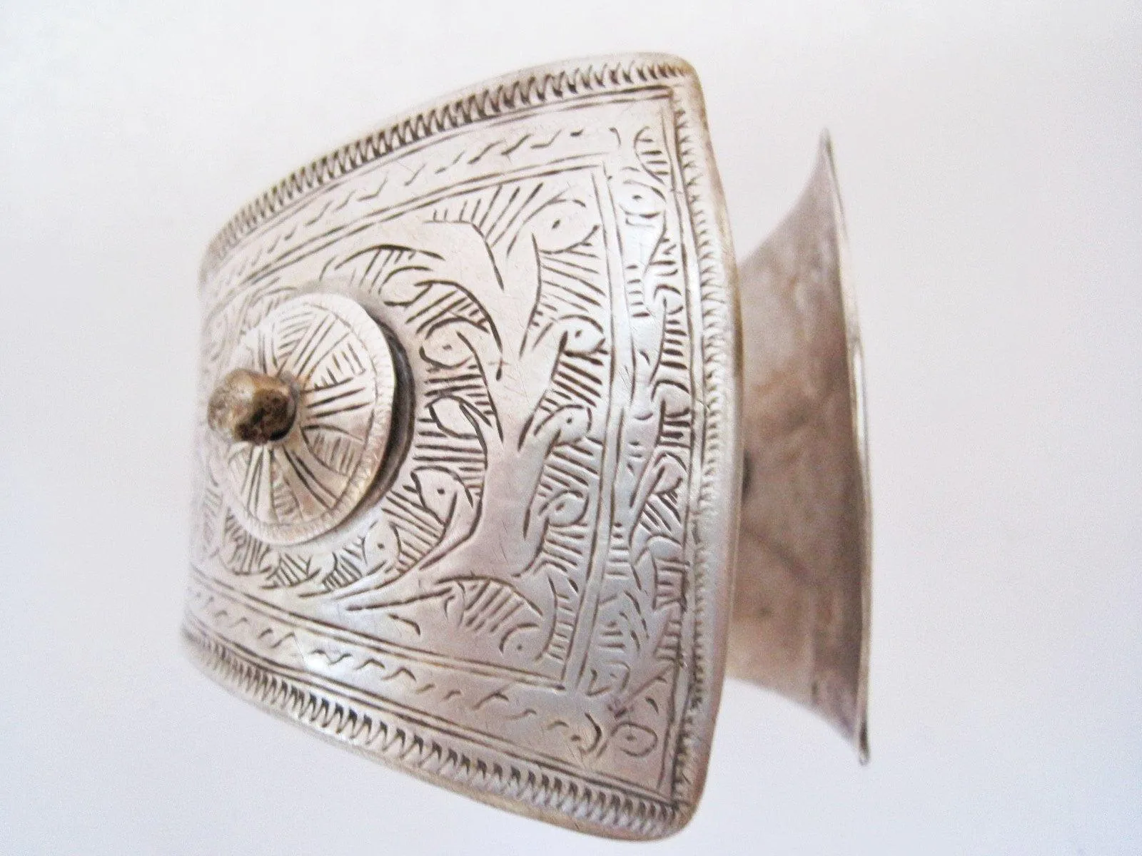 Beautiful Vintage Silver Flared Cuff Bracelet from Morocco