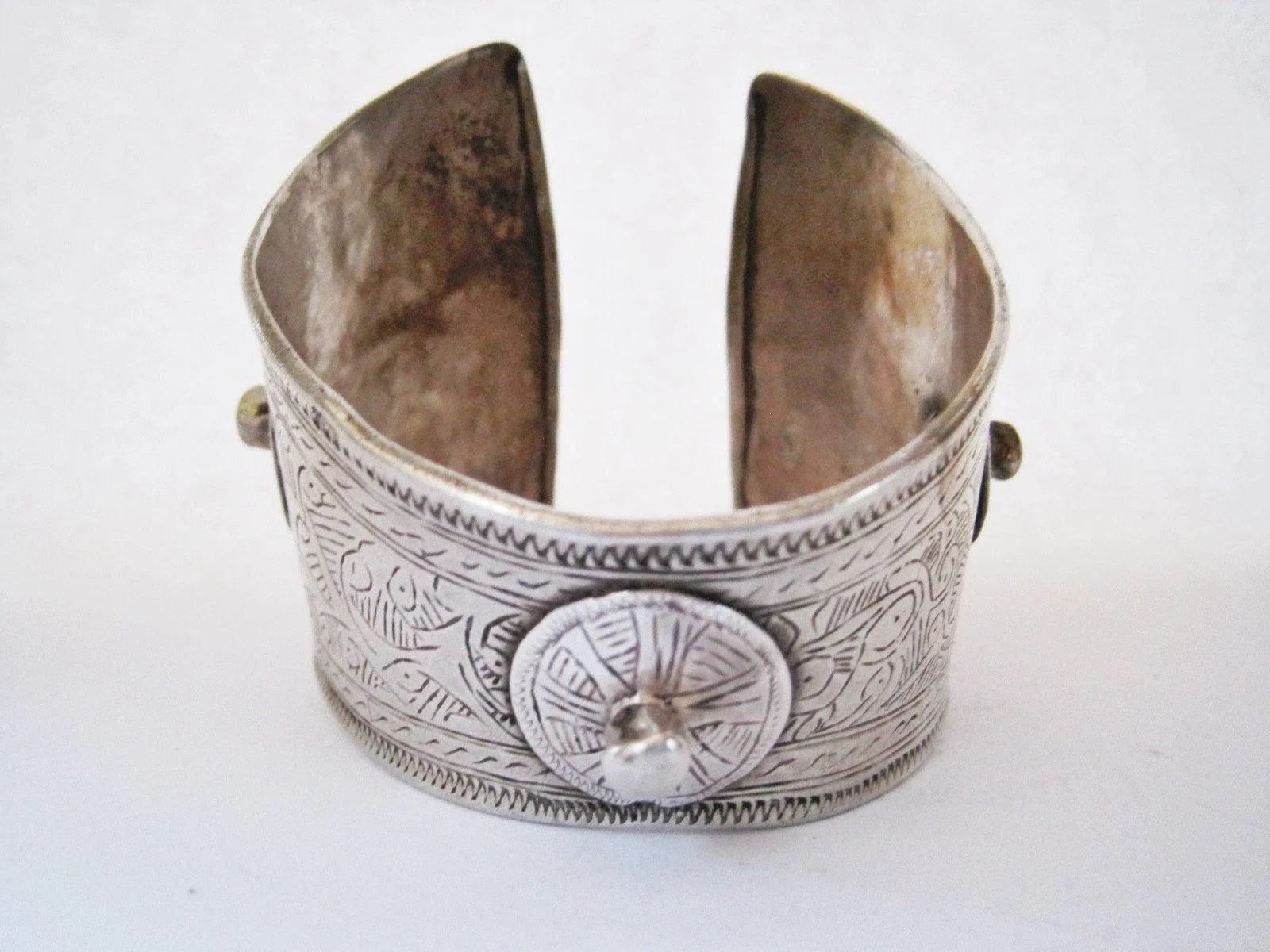 Beautiful Vintage Silver Flared Cuff Bracelet from Morocco