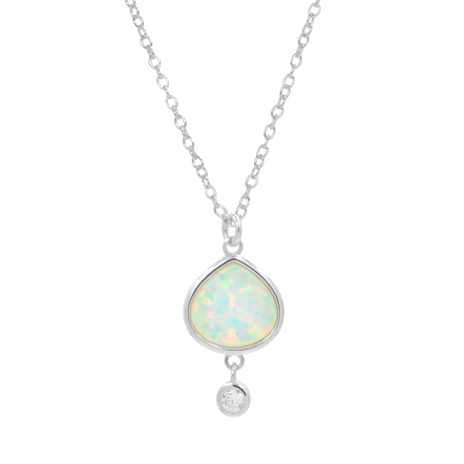 Best Friend - White Opal Pear Necklace With Crystal Drop