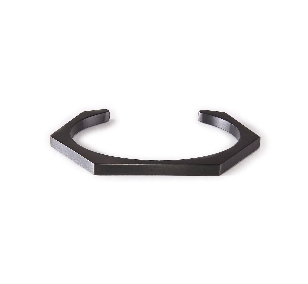 BG007B B.Tiff Plain Black Anodized Stainless Steel Edge Hexagon Bangle Bracelet