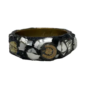 BLACK SILVER AND GOLD BANGLE