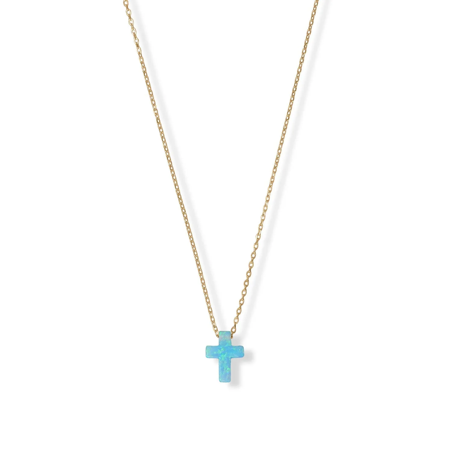 Blue Opal Cross Pendant