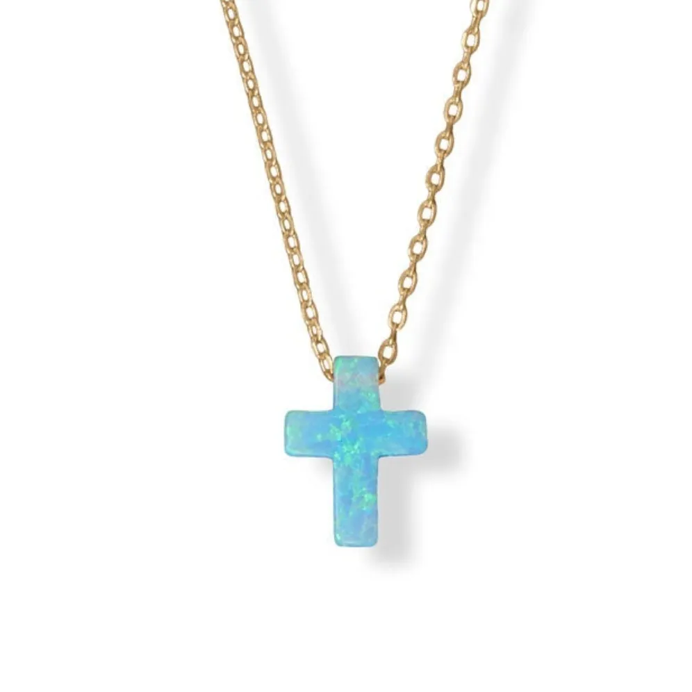 Blue Opal Cross Pendant