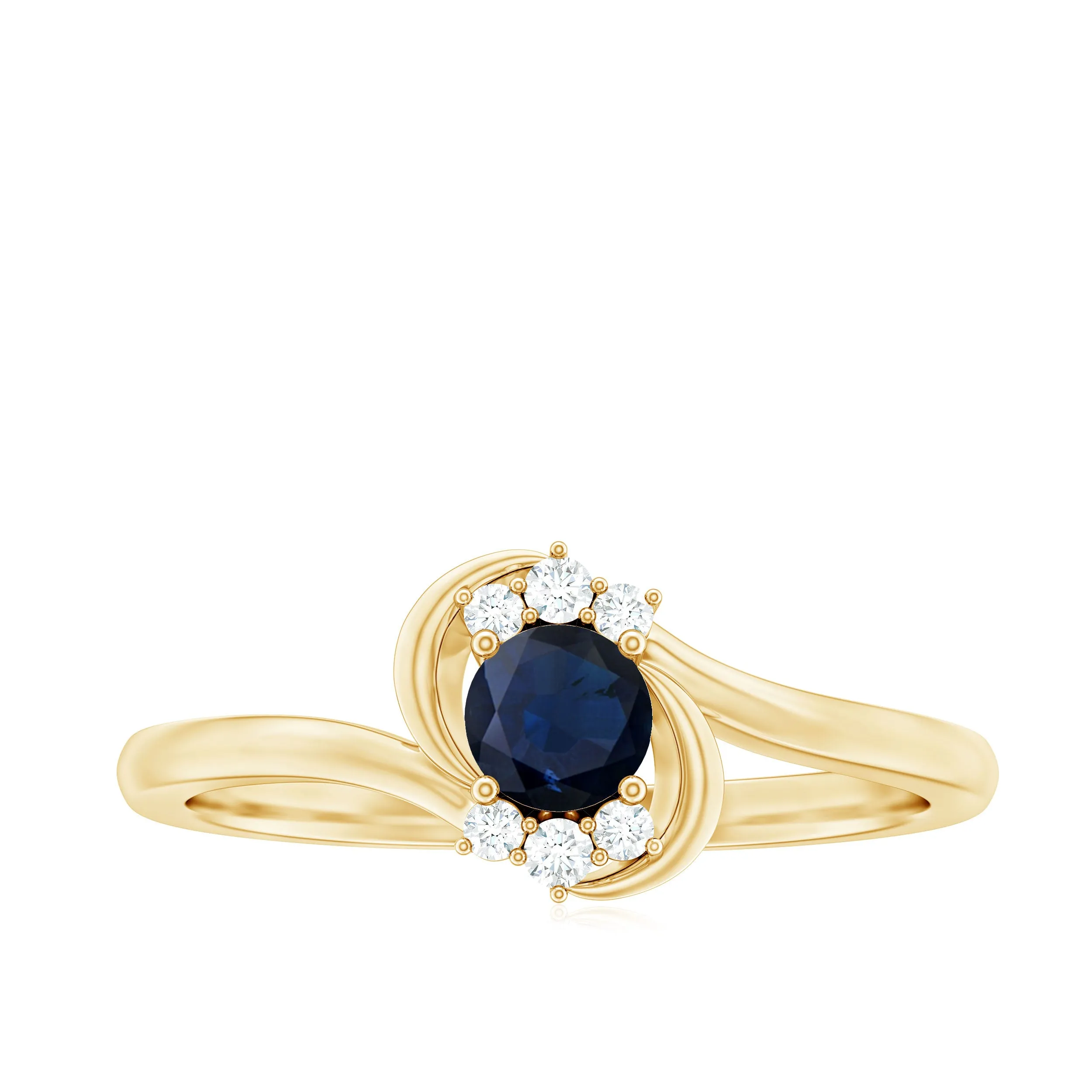 Blue Sapphire and Diamond Bypass Promise Ring