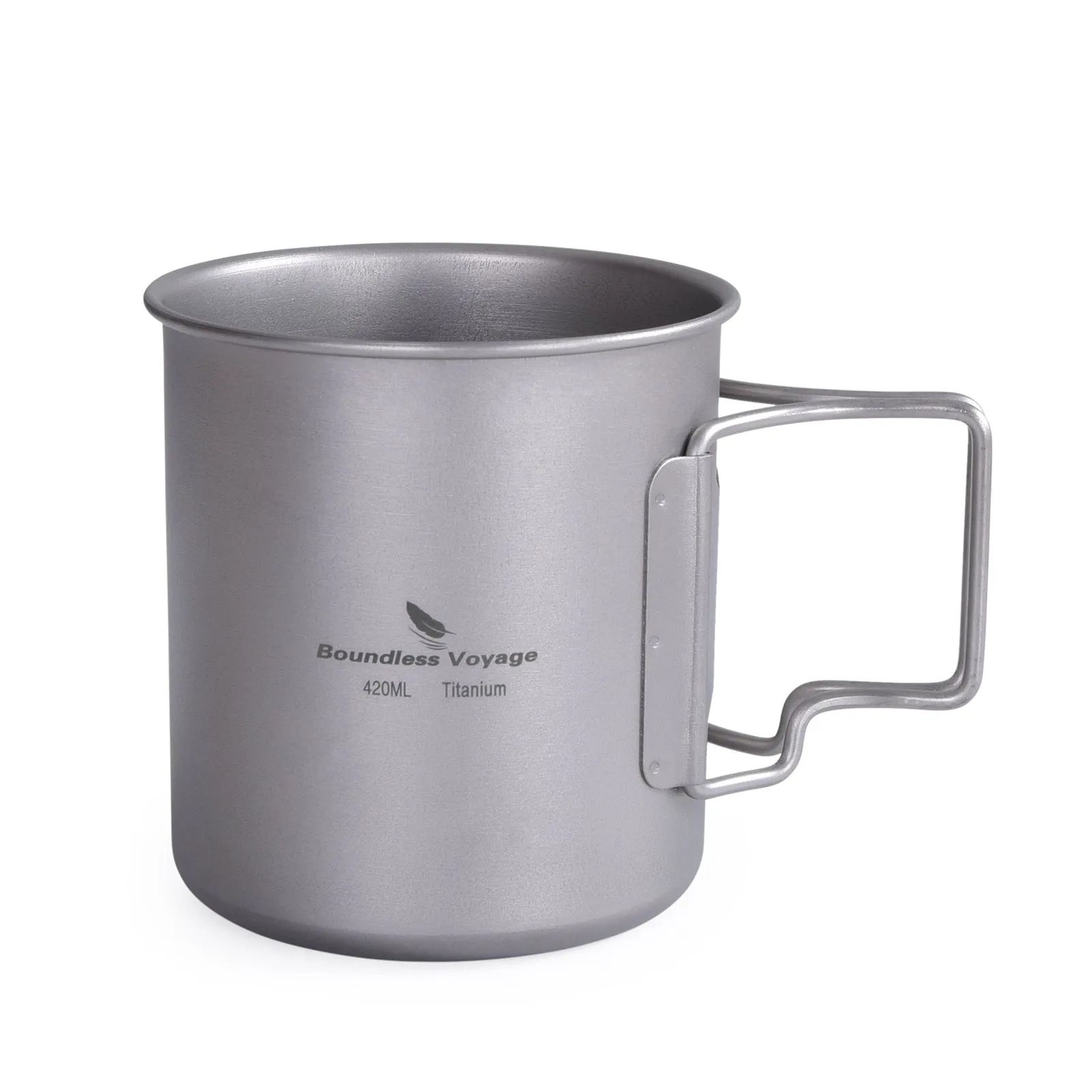 Boundless Voyage Outdoor Titanium Cup  420ml Camping Mug  Foldable Handle Outdoor Hiking Ultralight Portable Water  Coffee Tea Cup