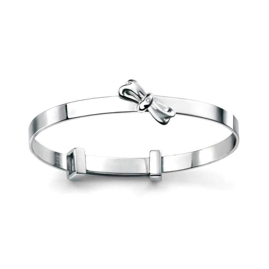 Bow Expanding Baby Bangle with Diamond