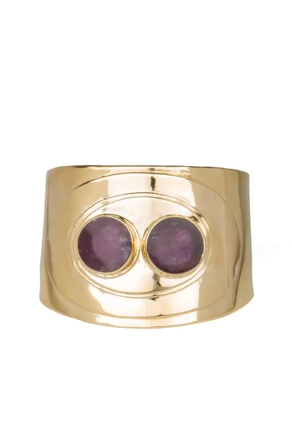 Bronze Cuff Set with Amethyst