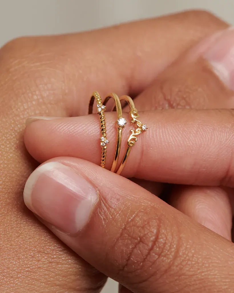 Cassia Solid Gold Stacking Ring