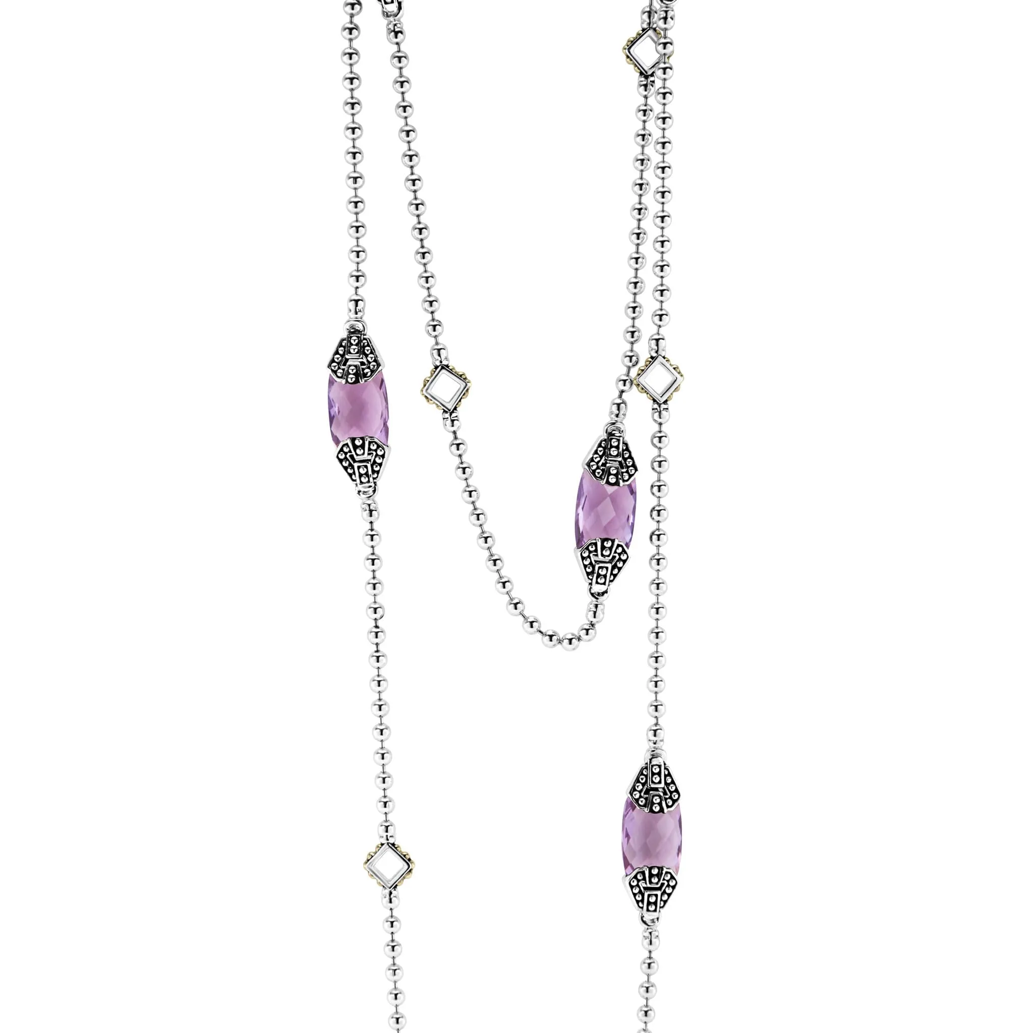 Caviar Color Six Station Amethyst Necklace