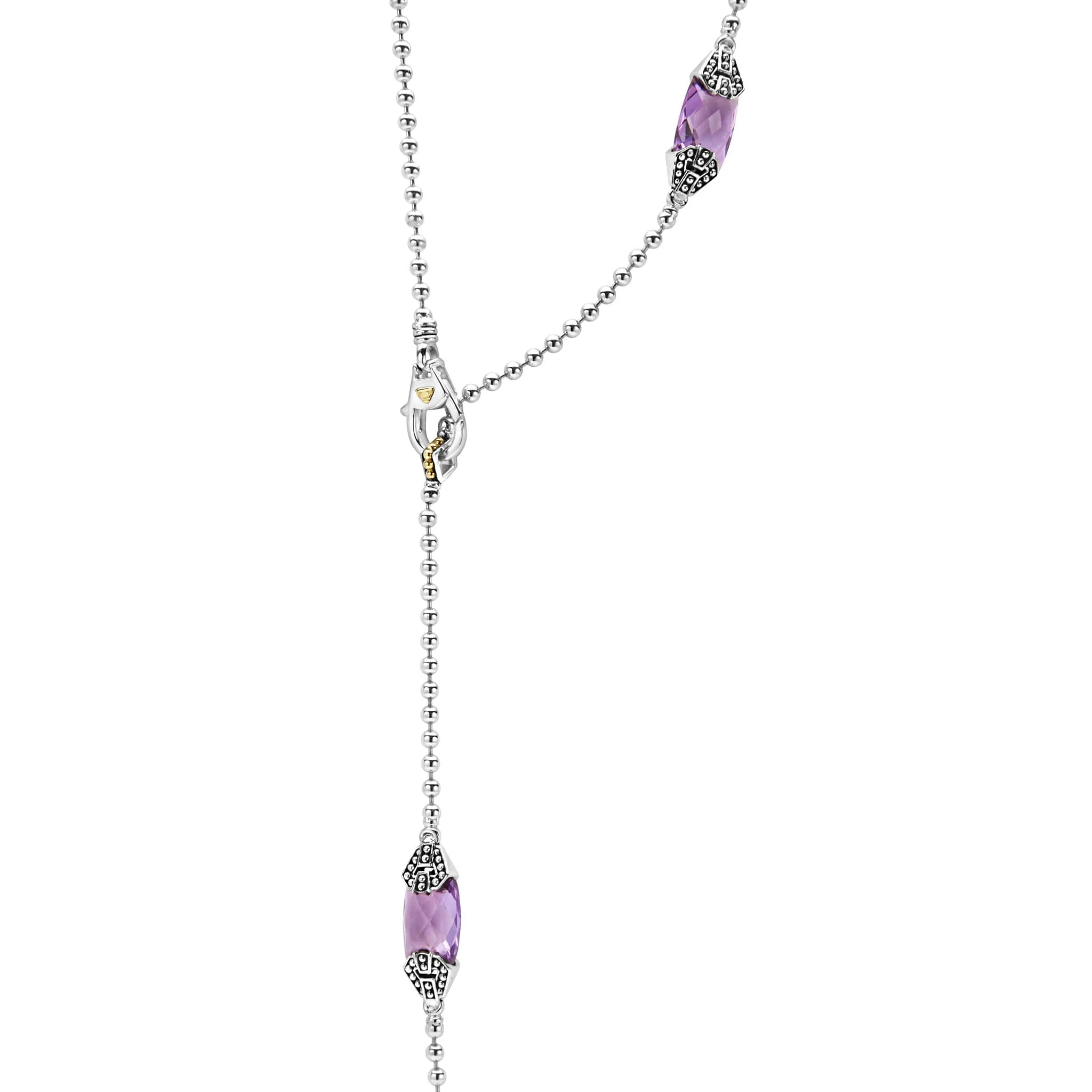 Caviar Color Six Station Amethyst Necklace