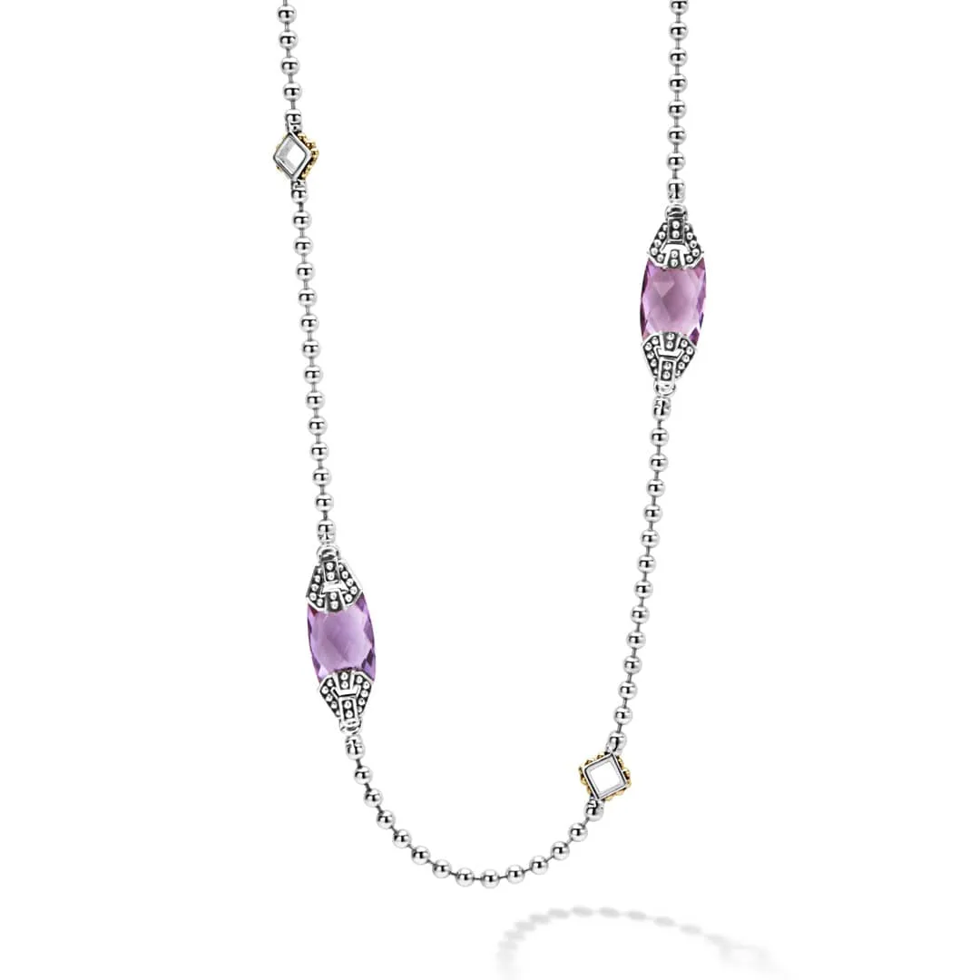 Caviar Color Six Station Amethyst Necklace