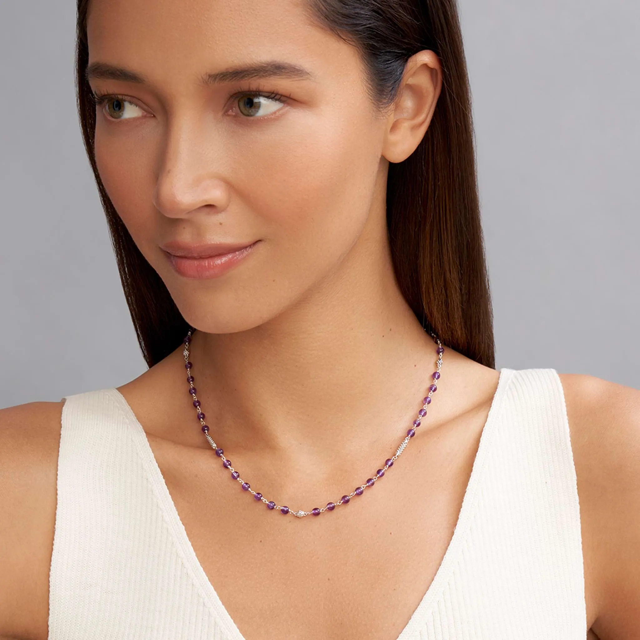 Caviar Icon Amethyst Beaded Necklace