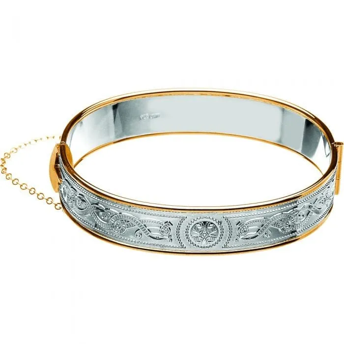 Celtic Warrior Gold Trimmed Silver Bangle